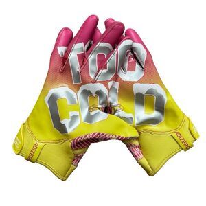 Adidas Adizero “Too Cold” Football Receiver Gloves Pink Yellow Silver Size XL